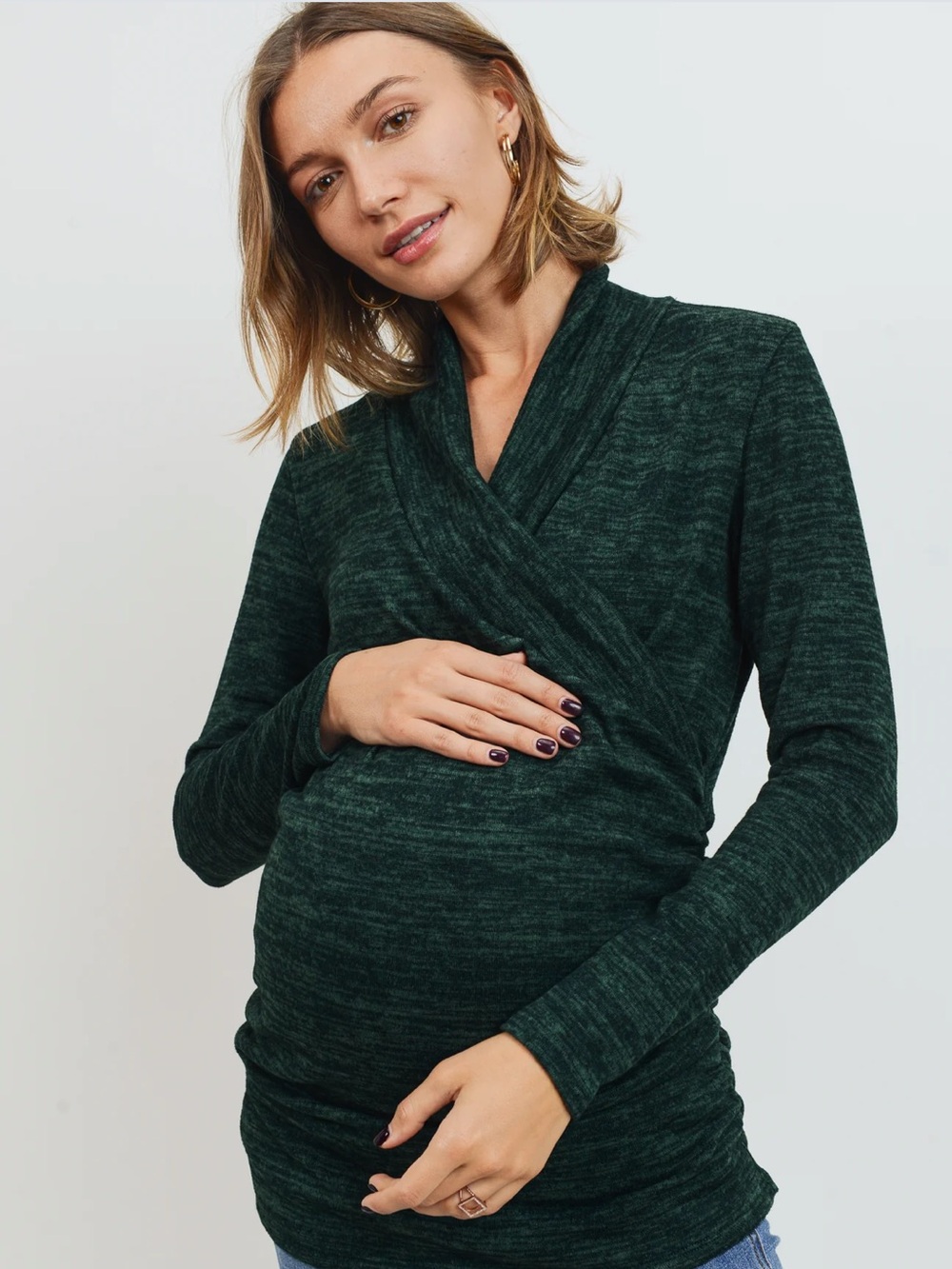 NWT Hello Miz Tunic Sweater Maternity Top Green Size Small S